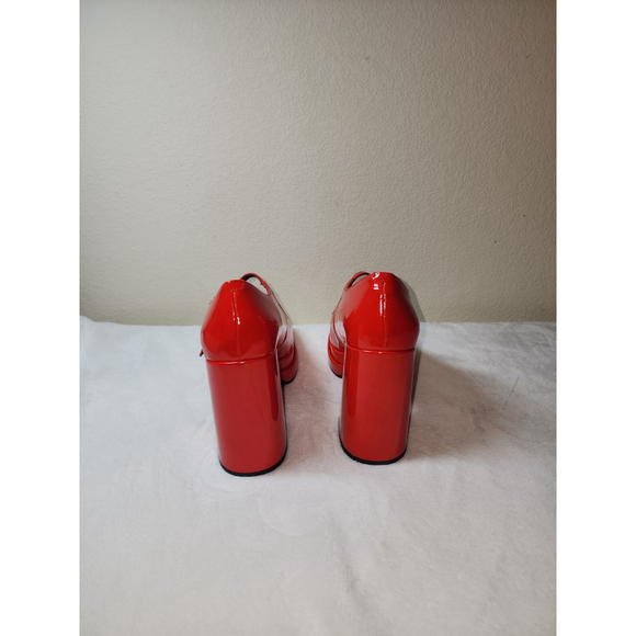 WILD PAIR Women Red Chunky Platform Block Heel Pumps Shoes 9.5 M Mary Janes - Picture 7 of 10